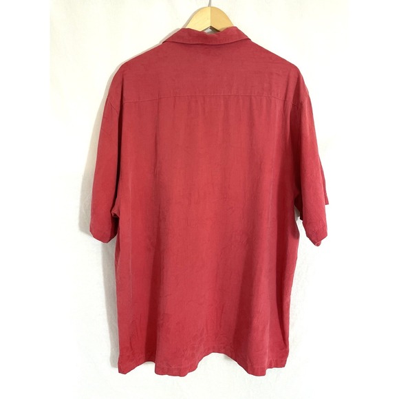 Tommy Bahama Shirt Mens Extra Large XL Button Front Short Sleeve Silk Orange - Picture 3 of 8